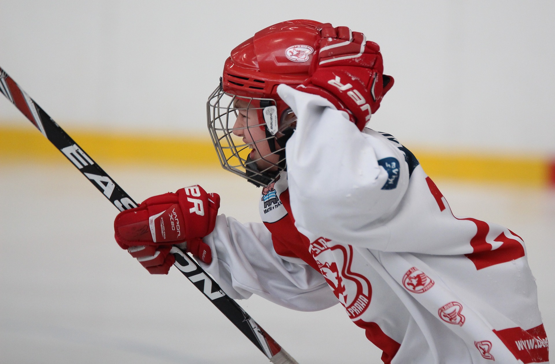 Kid playing hockey